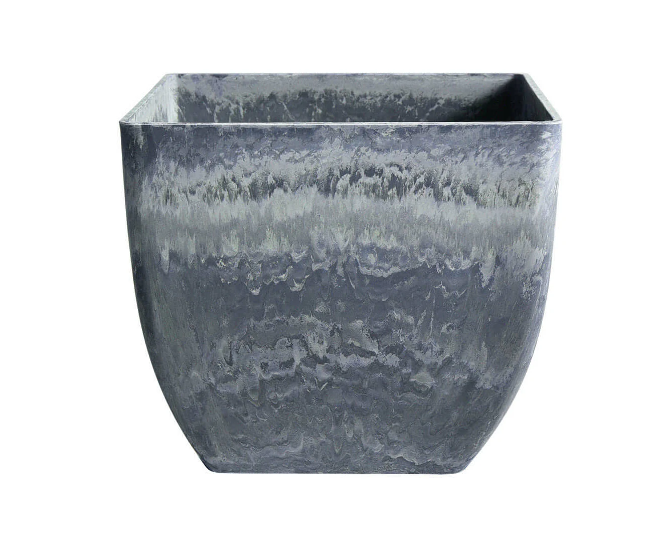 SOGA 32cm Weathered Grey Square Resin Plant Flower Pot in Cement Pattern Planter Cachepot for Indoor Home Office