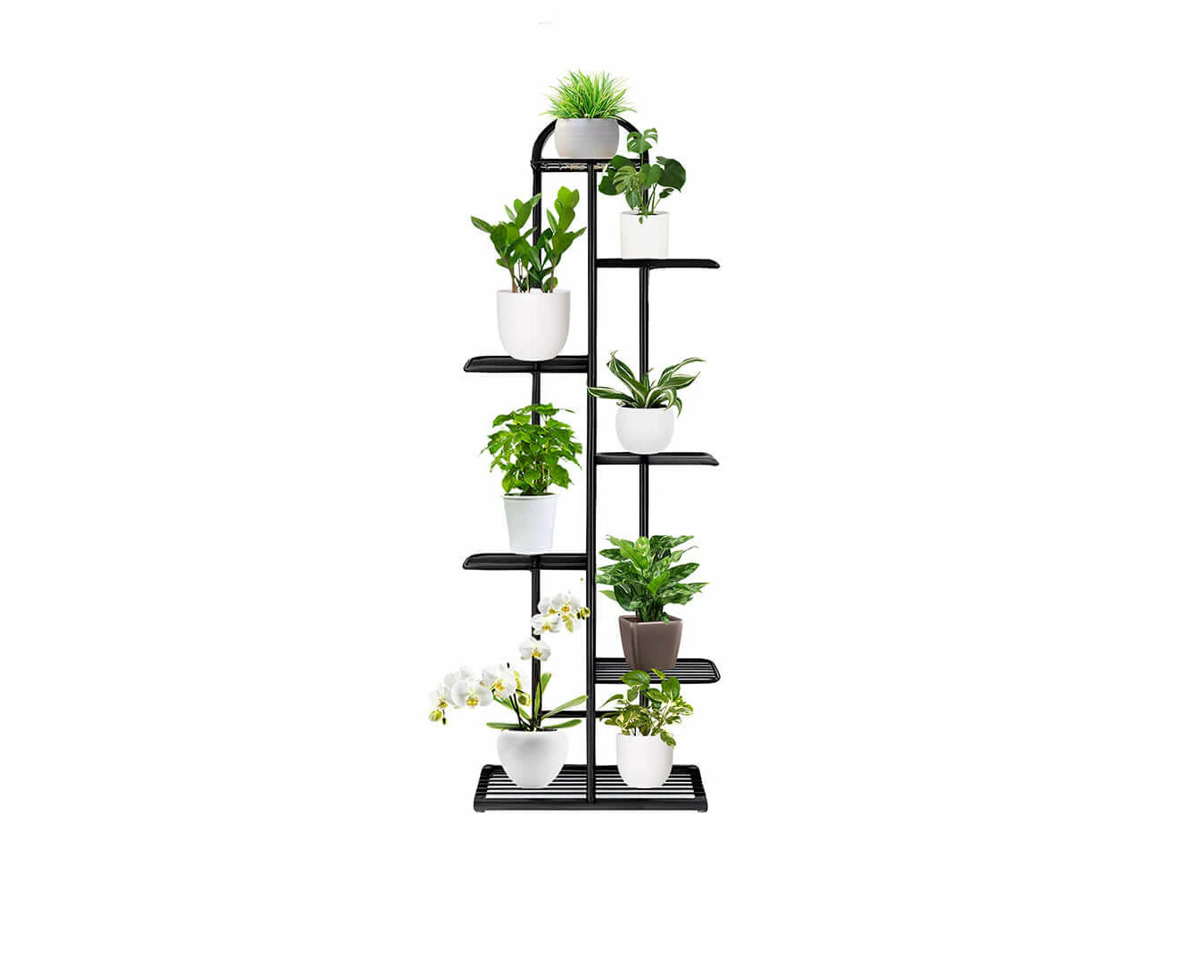 Soga 7 Tier 8 Pots Black Metal Plant Stand Flowerpot Display Shelf Rack Indoor Home Office Decor