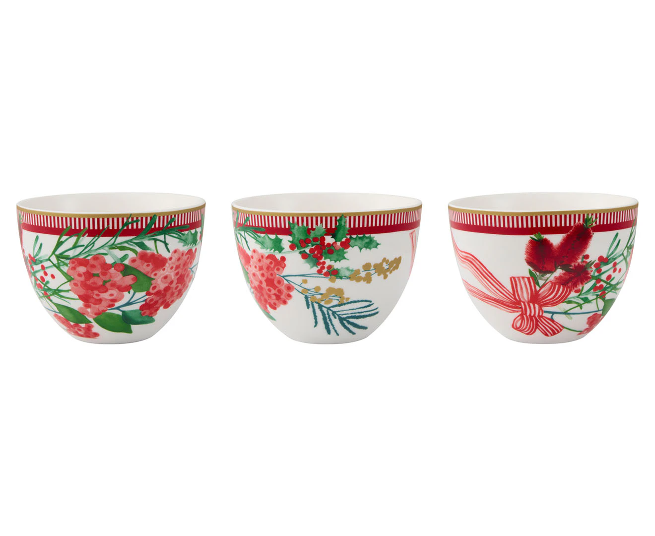 Set of 3 Maxwell & Williams Festive Flora Bowls