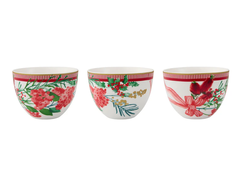 Set of 3 Maxwell & Williams Festive Flora Bowls