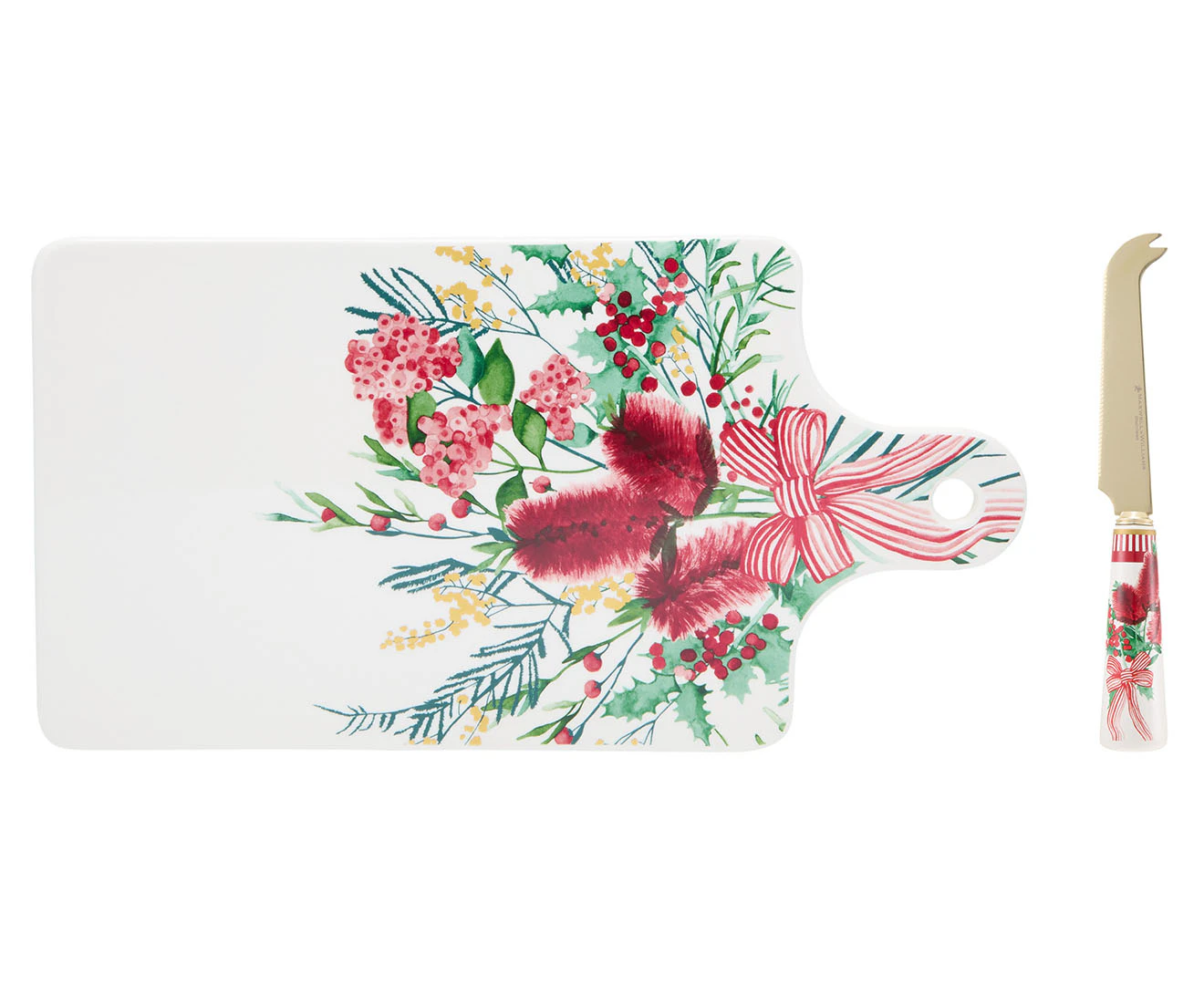 Maxwell & Williams 2-Piece Festive Flora Cheese Paddle & Knife Set