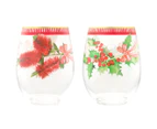 Set of 2 Maxwell & Williams 560mL Festive Flora Stemless Glass