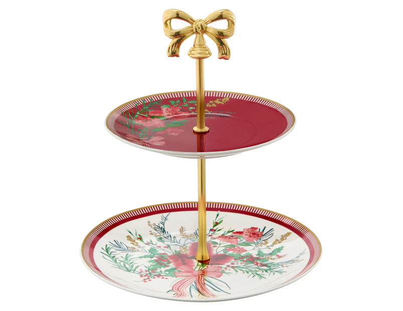 Maxwell & Williams Festive Flora 2-Tiered Cake Stand