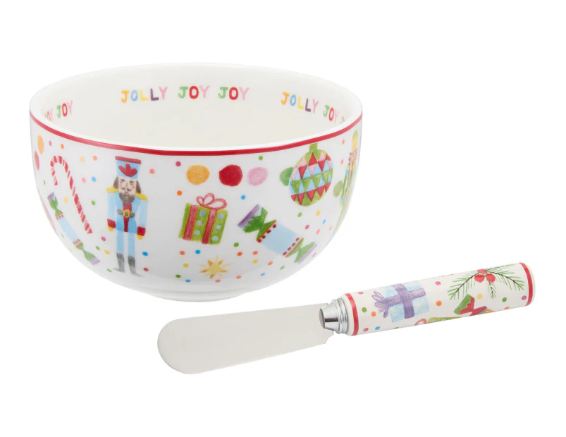 Maxwell & Williams Jolly Joy Joy Nutcracker Dip Bowl & Spreader Set