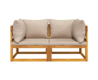 vidaXL Sectional Corner Sofas 2 pcs with Taupe Cushions Solid Wood Acacia