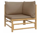 vidaXL Garden Corner Sofa with Taupe Cushions Bamboo