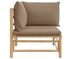 vidaXL Garden Corner Sofa with Taupe Cushions Bamboo