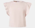 Calvin Klein Girls' Flutter Crew Baby Tee / T-Shirt / Tshirt - Silver Peony