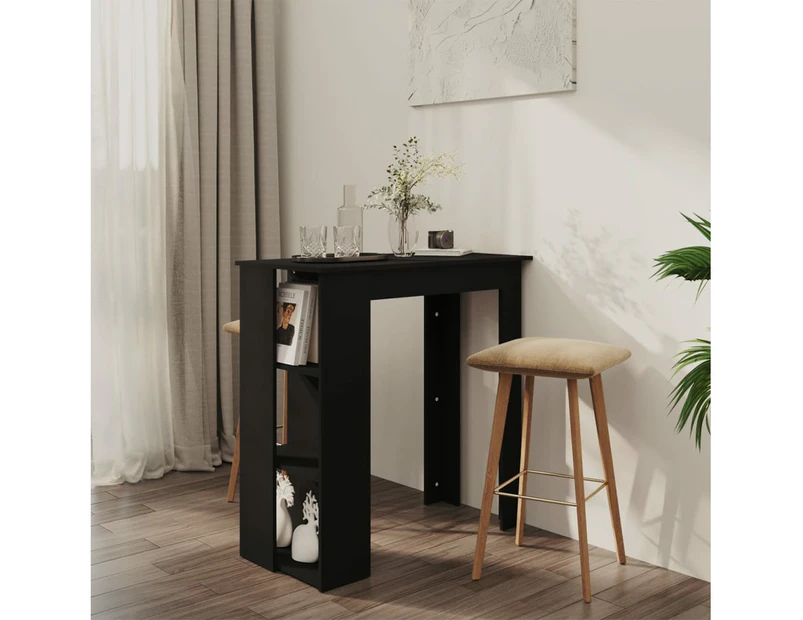 vidaXL Bar Table with Shelf Black 102x50x103.5 cm Engineered Wood