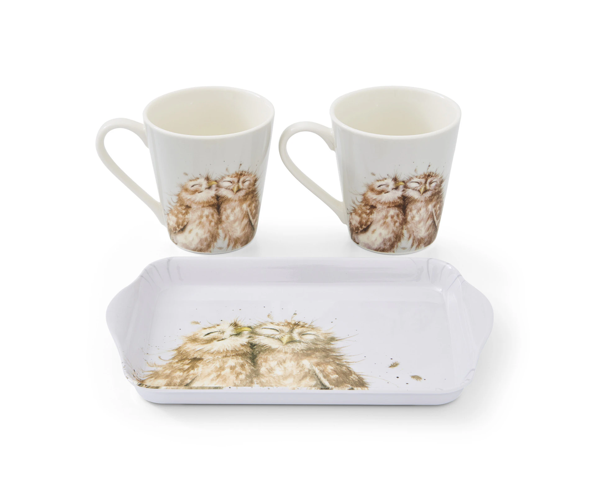 Royal Worcester Wrendale Designs Mug & Tray Set Owls 3-Piece, Whitehill X0011658893