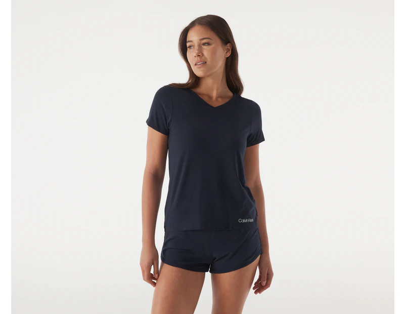 Calvin Klein Women's Bamboo Lounge Short Sleeve Tee & Shorts Set - Shoreline