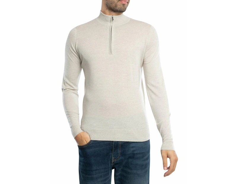 John Smedley Men's Barrow Zip Knit - Beige