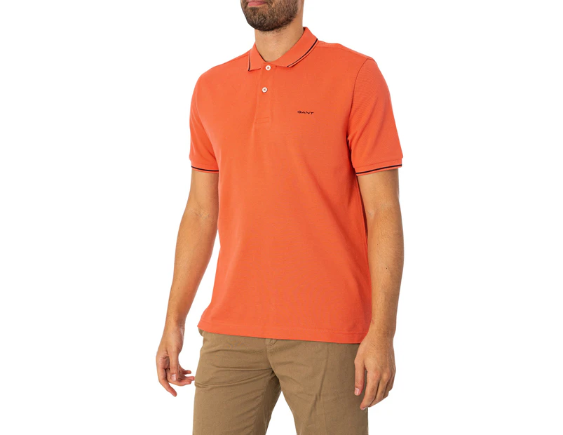 GANT Men's Tipping Pique Polo Shirt - Orange