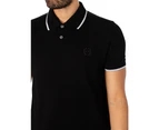 Armani Exchange Mens Black Button-Fastening Polo Shirt - Black