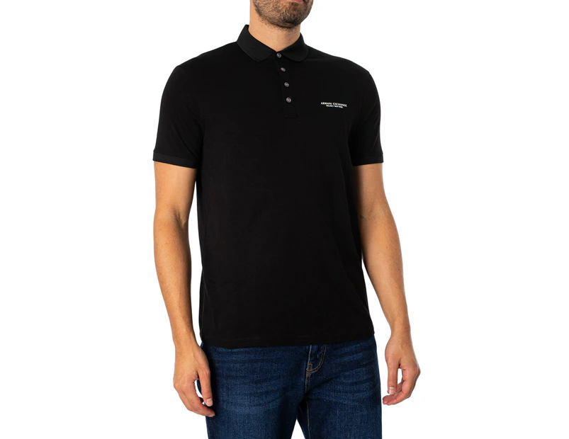 Armani Exchange Men's Chest Brand Polo Shirt - Black