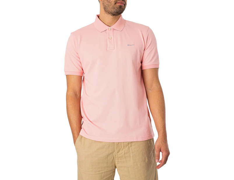 GANT Men's Regular Contrast Pique Rugger Polo Shirt - Pink