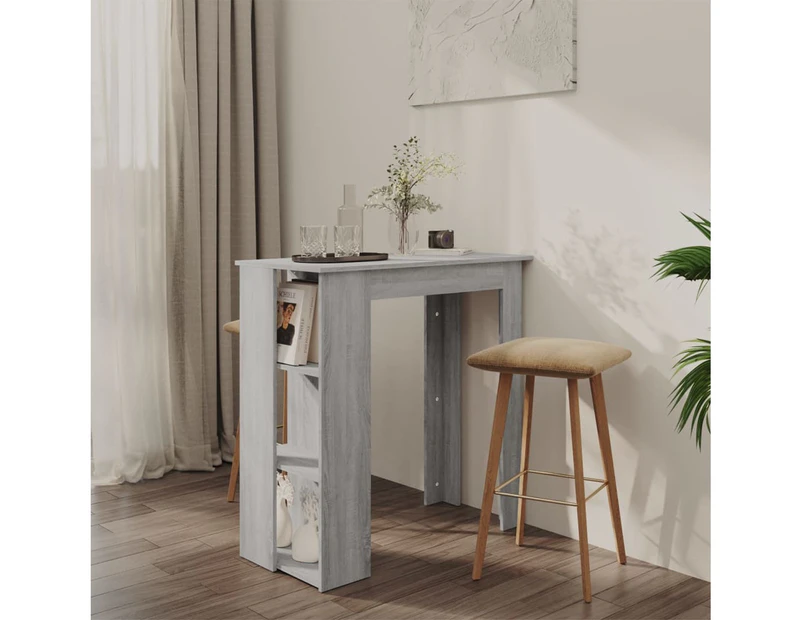 vidaXL Bar Table with Shelf Grey Sonoma 102x50x103.5 cm Engineered Wood