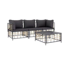 vidaXL 4 Piece Garden Lounge Set with Cushions Anthracite Poly Rattan