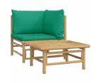 vidaXL 2 Piece Garden Lounge Set with Green Cushions Bamboo