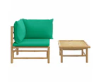 vidaXL 2 Piece Garden Lounge Set with Green Cushions Bamboo