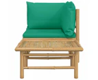 vidaXL 2 Piece Garden Lounge Set with Green Cushions Bamboo