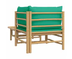 vidaXL 2 Piece Garden Lounge Set with Green Cushions Bamboo