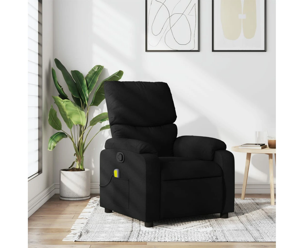 Massage Recliner Chair Black Fabric