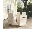 5 Piece Outdoor Dining Set with Cushions Poly Rattan White