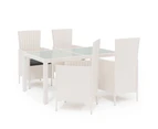 5 Piece Outdoor Dining Set with Cushions Poly Rattan White