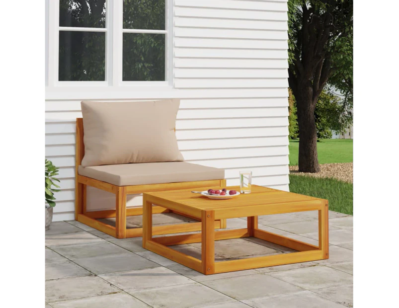 vidaXL 2 Piece Garden Sofa Set with Cushions Solid Wood Acacia