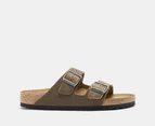 Birkenstock Unisex Arizona Oiled Leather Regular Fit Sandals - Faded Khaki