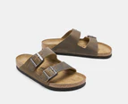 Birkenstock Unisex Arizona Oiled Leather Regular Fit Sandals - Faded Khaki