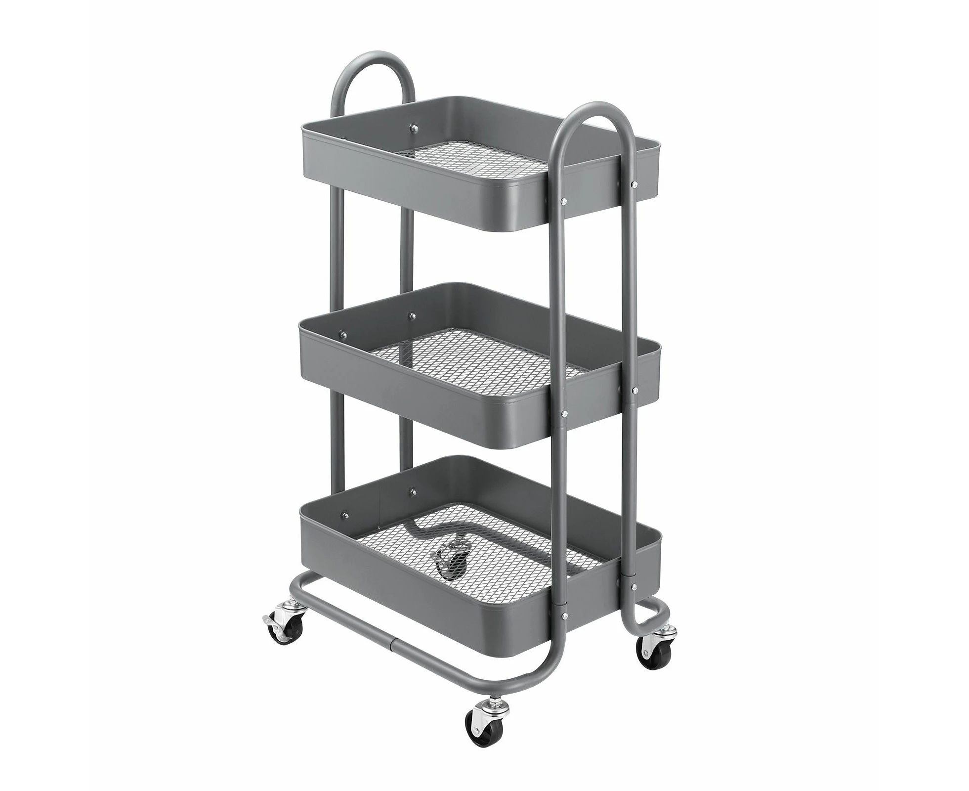 3 Tier Storage Cart Utility Tool Kitchen Rolling Trolley Metal Wheeled Trolly Bath Living Room Salon Beauty Shelf Organizer Lockable with Wheels