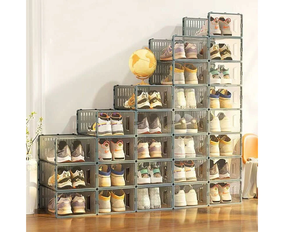 Shoe Boxes 6-Pack Reusable Abs Plastic Storage Organizer