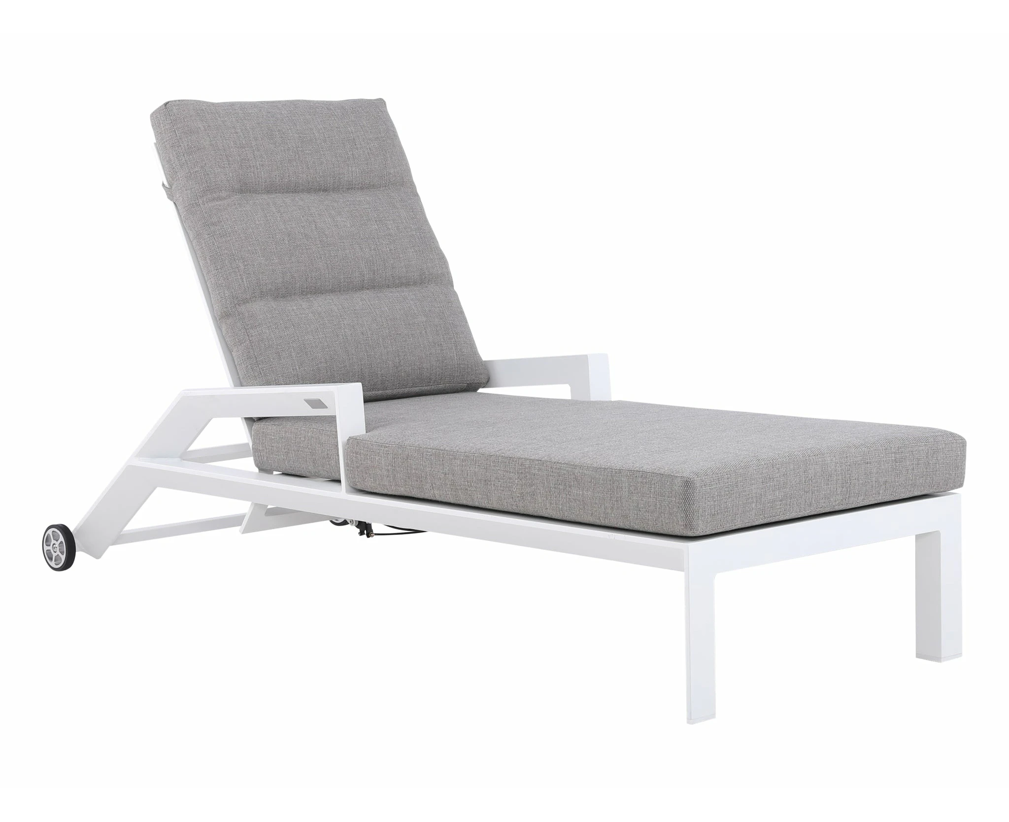 FurnitureOkay Mosman Aluminium Automatic Sunlounger - White - No side table