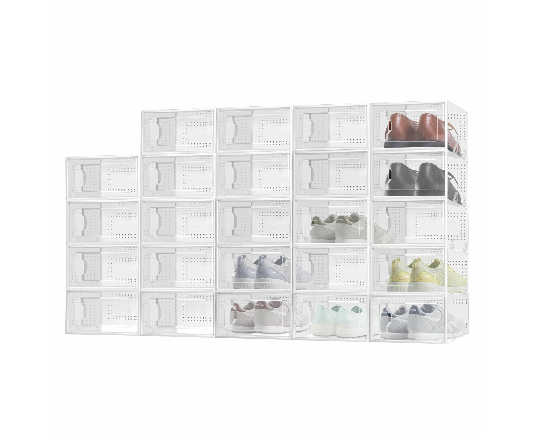 GOMINIMO Plastic Shoe Box 24PCS Medium Size Premium - White