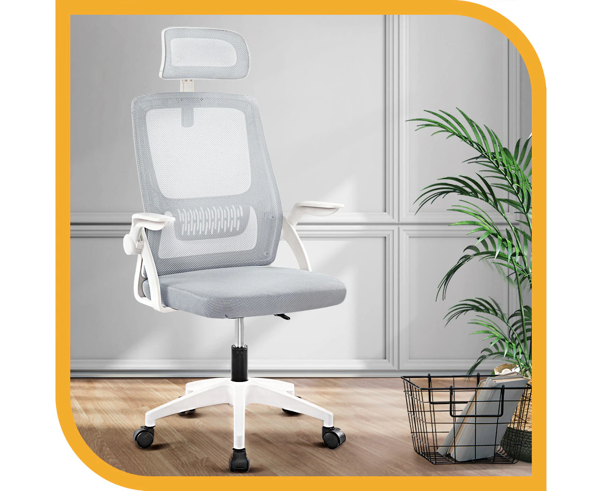 Furb Office Chair Computer Chair Gaming Mesh Chairs Seating Headrest White Grey