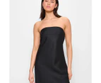 Linen Blend Strapless Midi Dress - Lily Loves