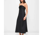 Linen Blend Strapless Midi Dress - Lily Loves