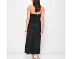 Linen Blend Strapless Midi Dress - Lily Loves