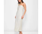 Linen Blend Strapless Midi Dress - Lily Loves