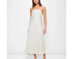 Linen Blend Strapless Midi Dress - Lily Loves