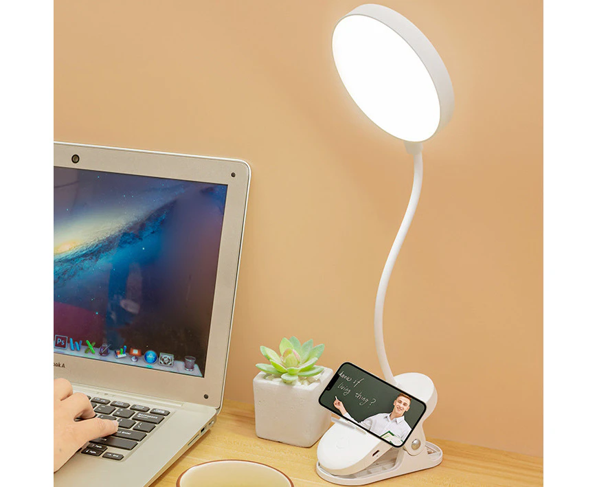 Kids Bed Clip Lamp,360° Flexible Reading Desk Lamps,3 Modes,USB Rechargeable