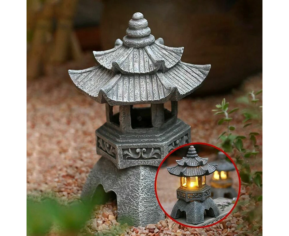 Vintage Solar Pagoda Lantern Statue,Decorative Light for Garden and Lawn.