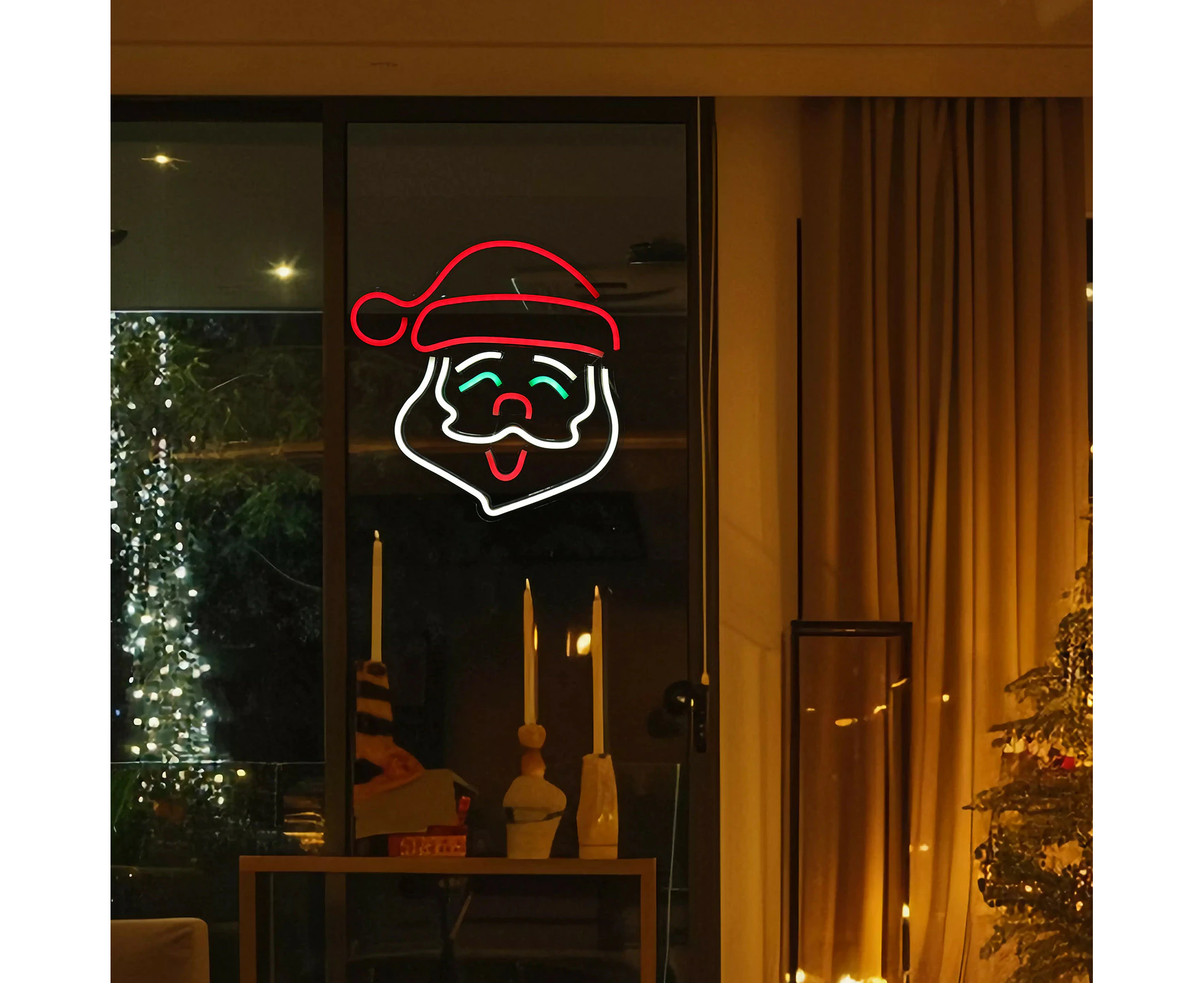 Stockholm Christmas Lights SANTA FACE PLAQUE Motif Lights Multi Colour LEDs