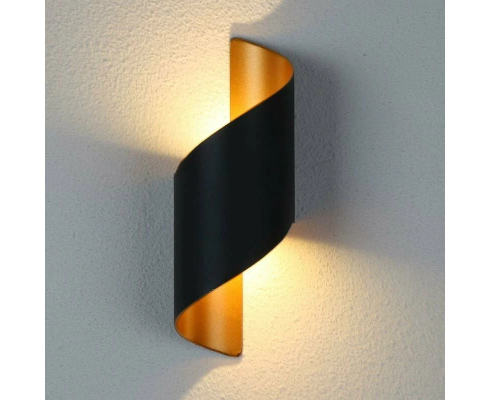 10W Spiral Indoor Wall Lights,Up Down Metal Sconce,Warm White LED for Bars and Bedrooms (Black).