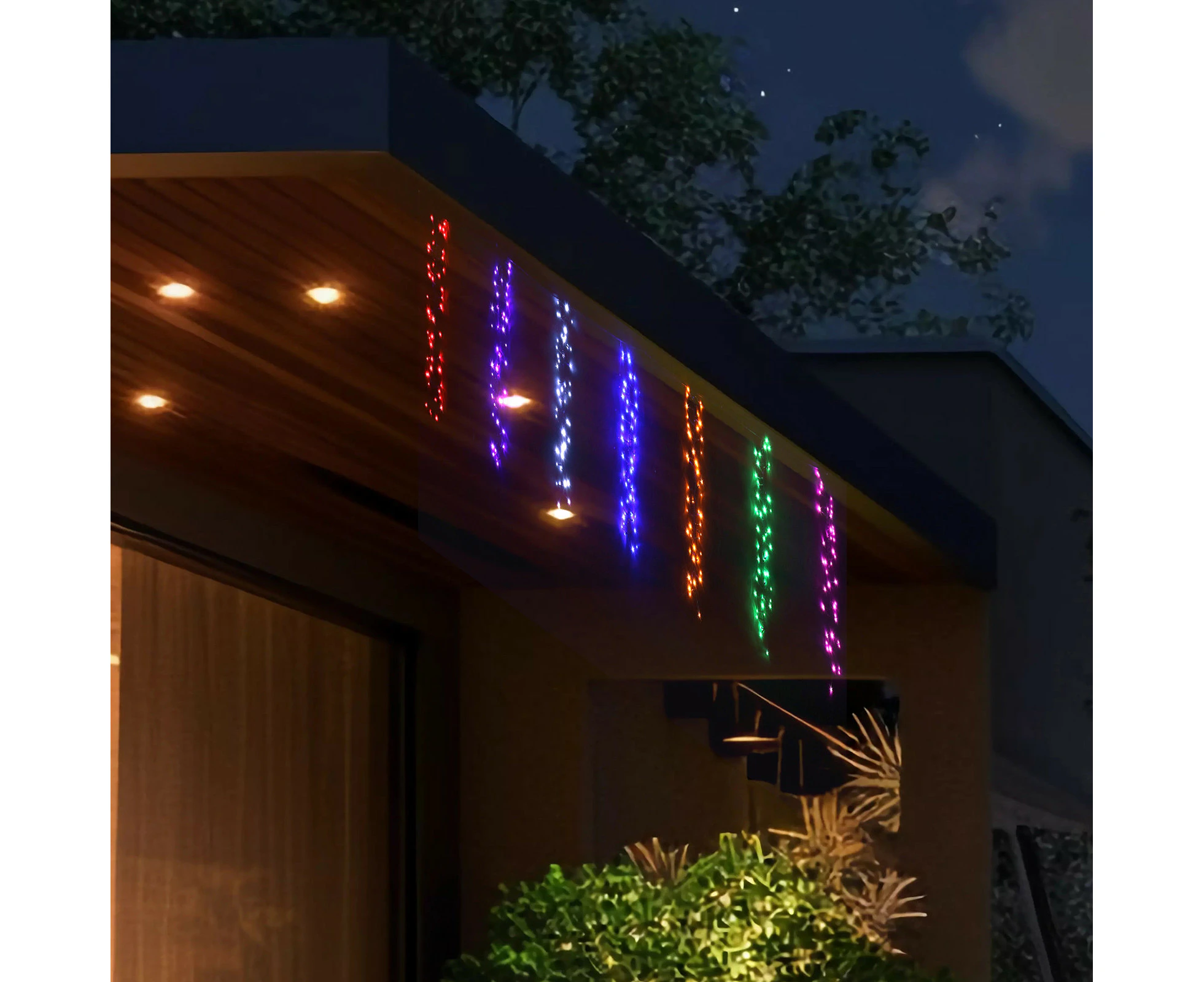 Stockholm 2.4x0.5M Christmas Lights 336 LED Curtain Lights Rainbow 7 Colours