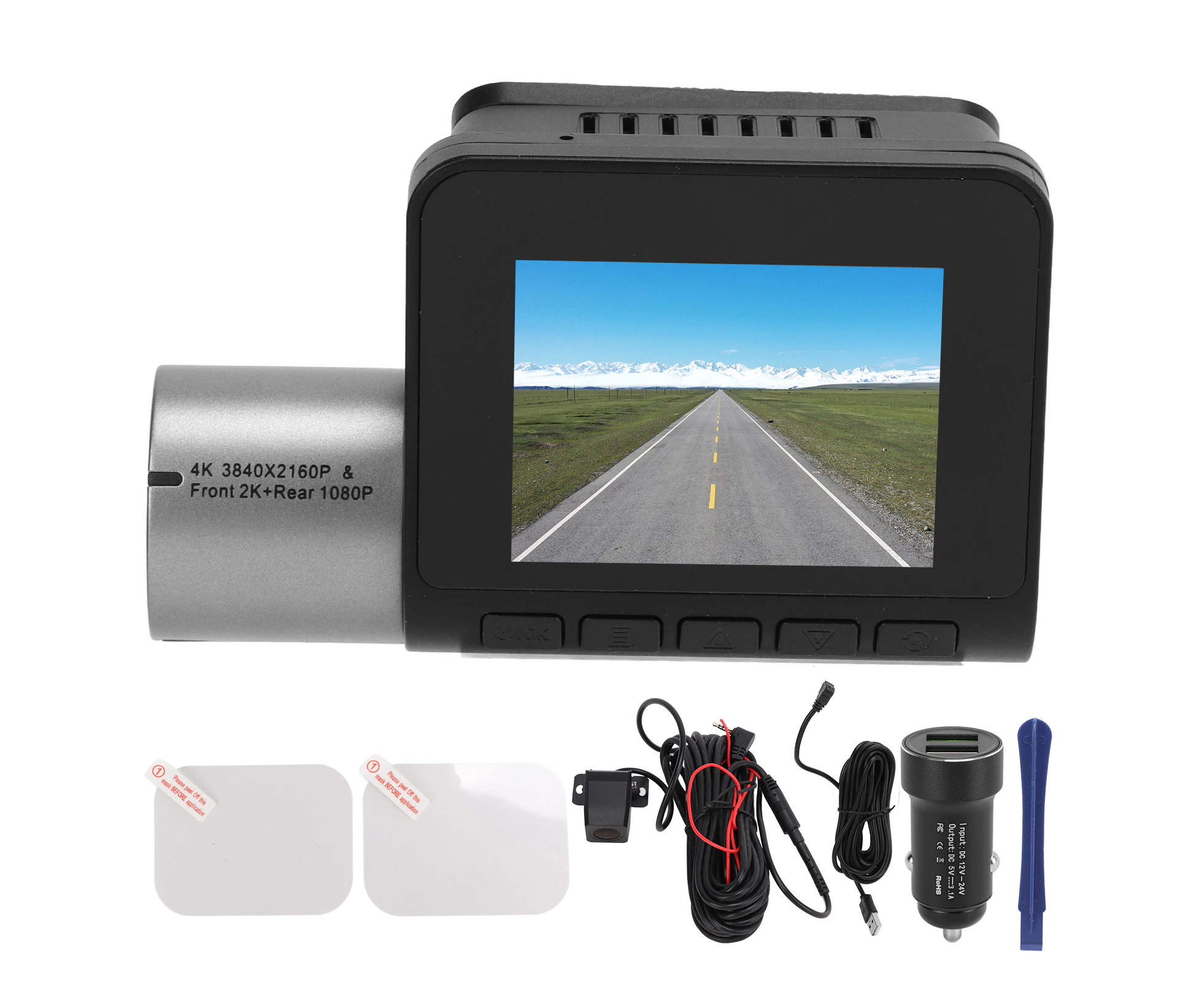 4K Car Dash Camera Front 2K Rear 1080P Dvr 170° Wide Angle Night Vision Wifi Video Recorder Dc 12V?24V