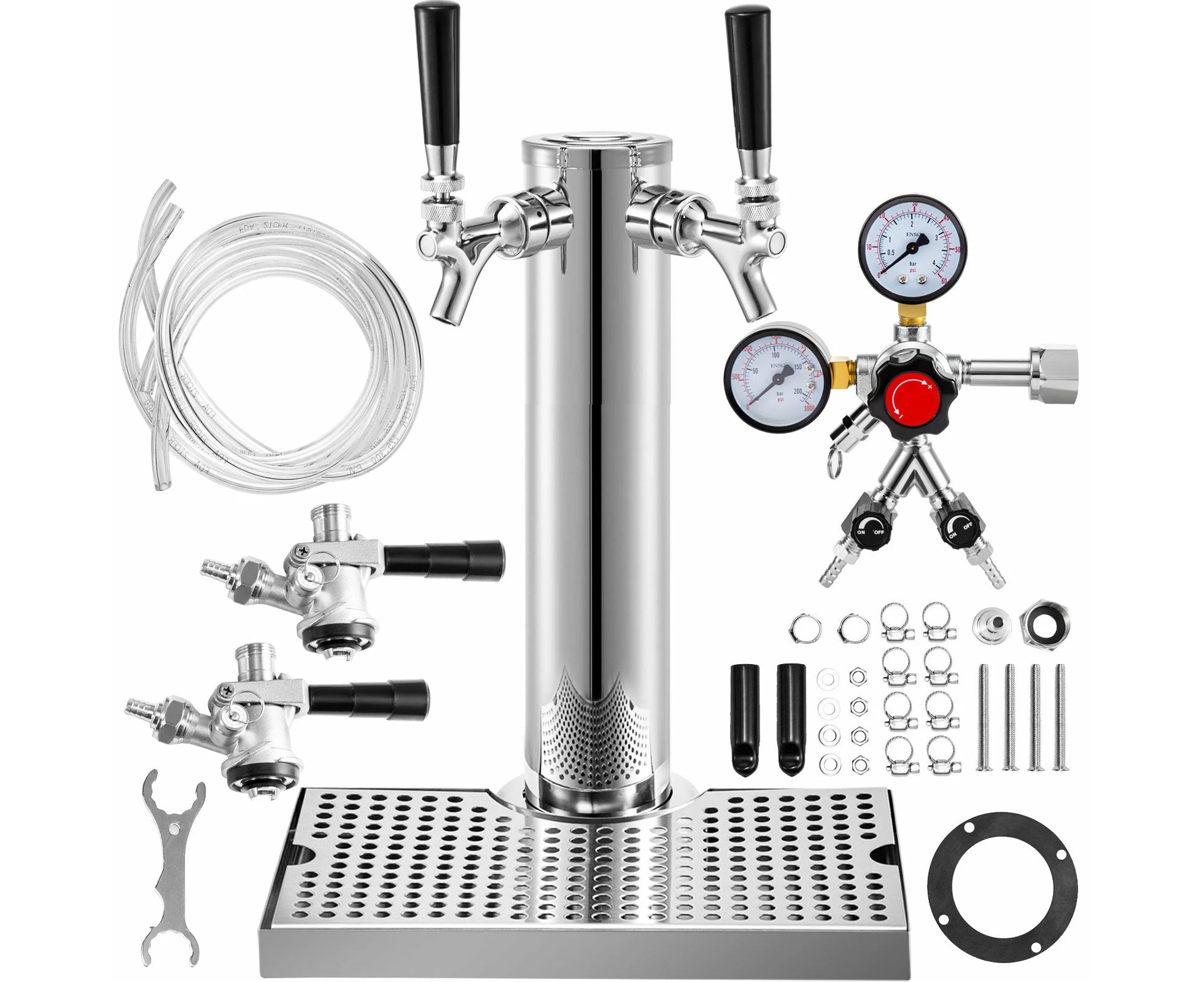 VEVOR Kegerator Tower Kit, Double Tap Beer Conversion Kit, No Tank Keg Conversion