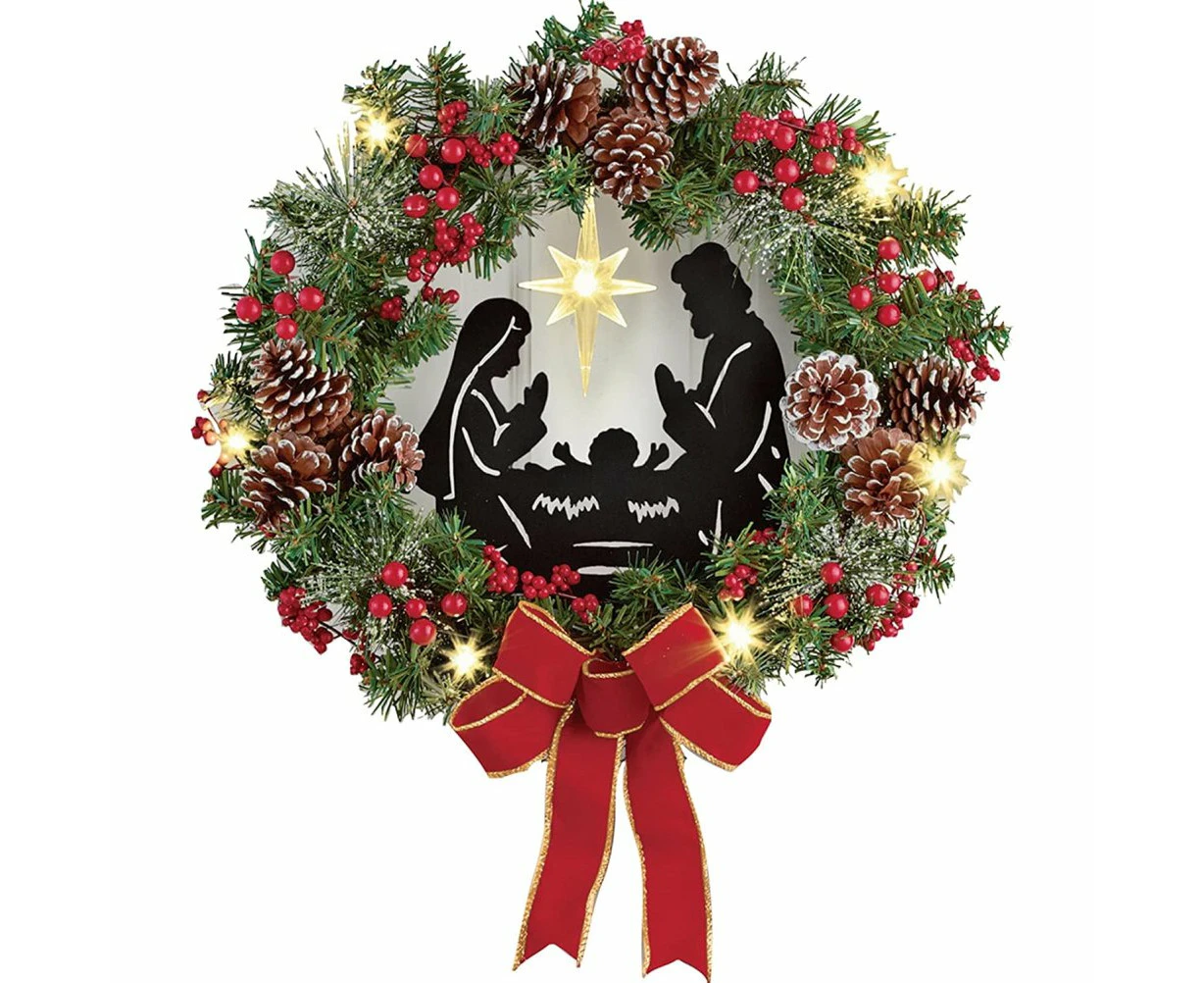 30cm Christmas Wreath for Nativity Scene, Christmas Decorations, Artificial Christmas Wreath